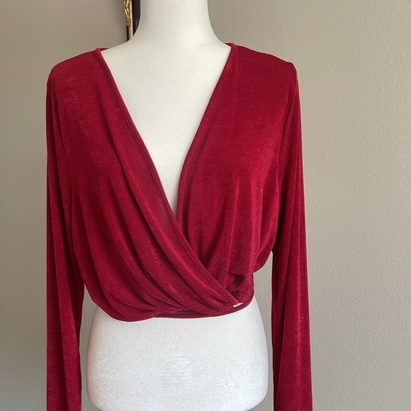 Tops - NEW Red Wrap Top Size 1X